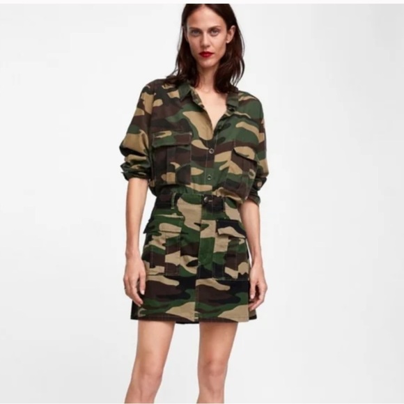 Zara Premium Denim Collection the cargo mini skirt camouflage - Picture 3 of 12